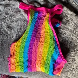 Rainbow halter bodysuit